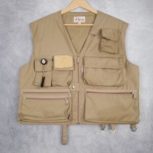 Vintage Orvis Fly Fishing Vest Mens XS Beige Fly Patch Multi Pocket Utility